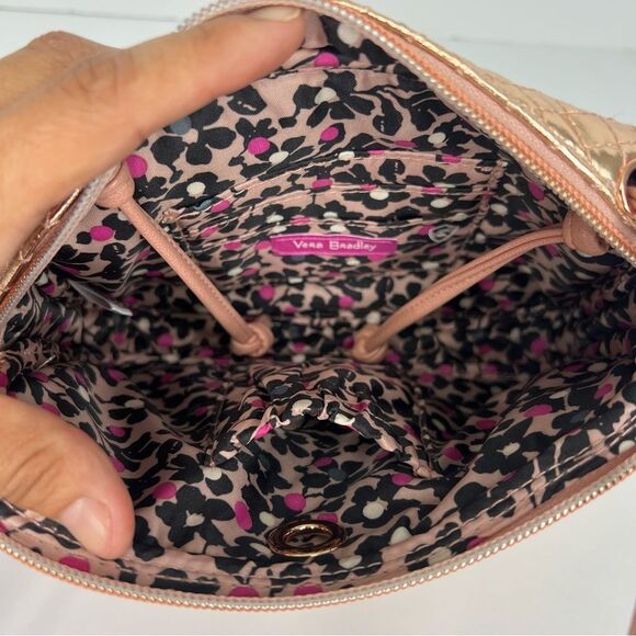 Vera Bradley Signature Cotton Triple Rose Gold Shipper Crossbody Small Purse - Picture 8 of 9